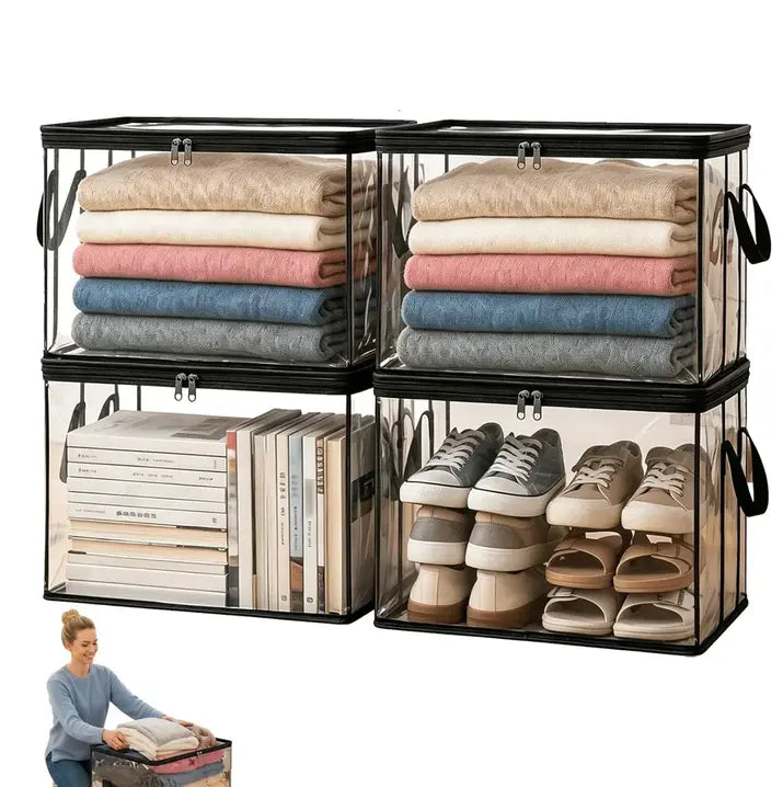 Clear Clothes Storage Bins